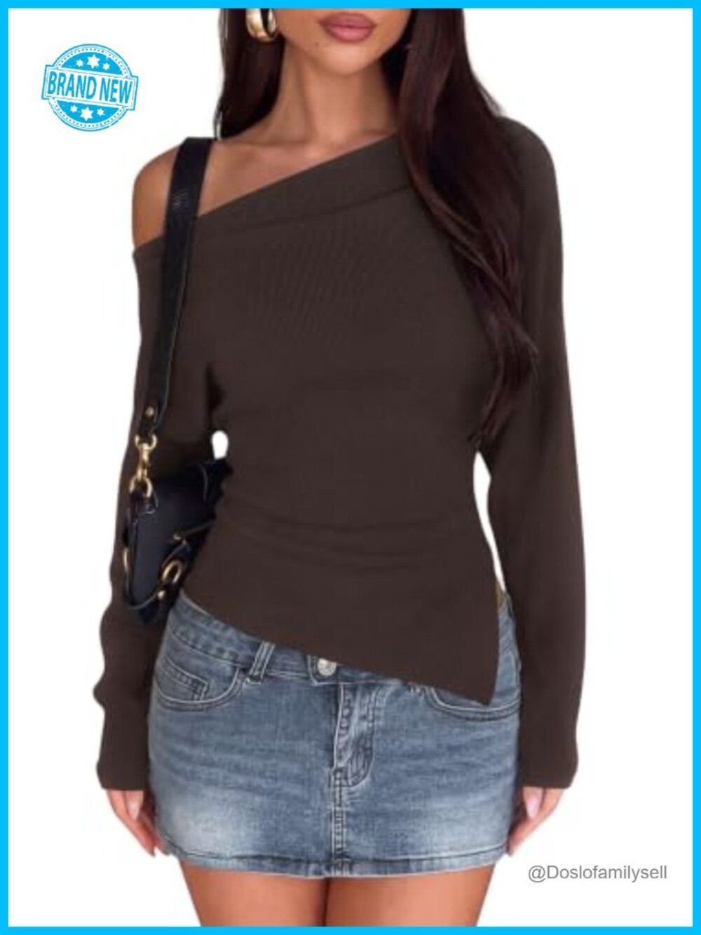 Off Shoulder Sweater Womens Long Sleeve Batwing Asymmetrical Knit Pullover